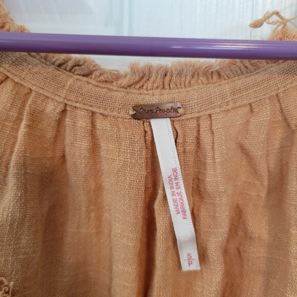Free People Rosie Tunic Boho Gauzy Cotton Size Small Oversized in orange/tan - Picture 5 of 8